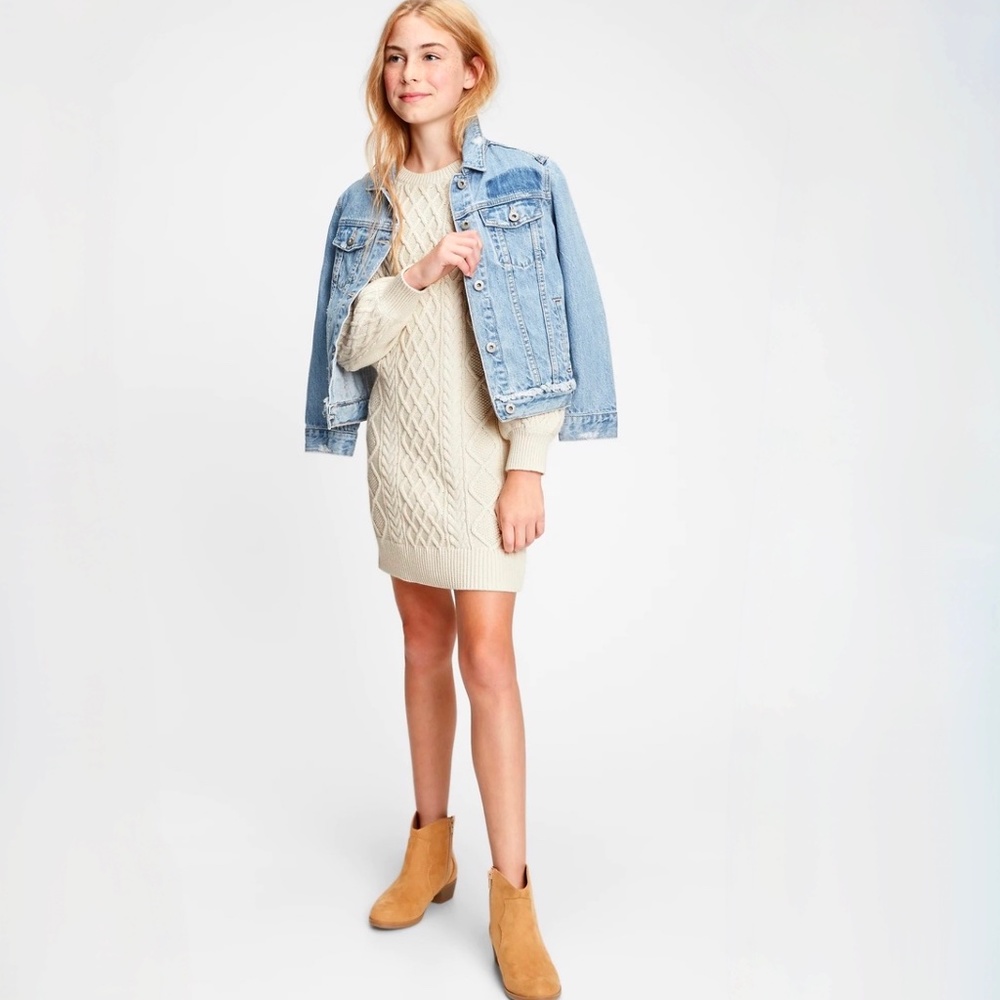 GAP Cream Cable Knit Sweater Dress Classic Design